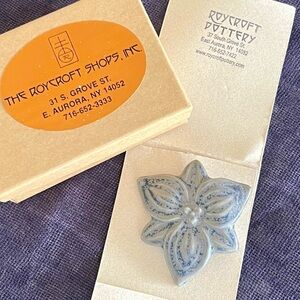 Roycroft Pottery Blue Flower Pin
